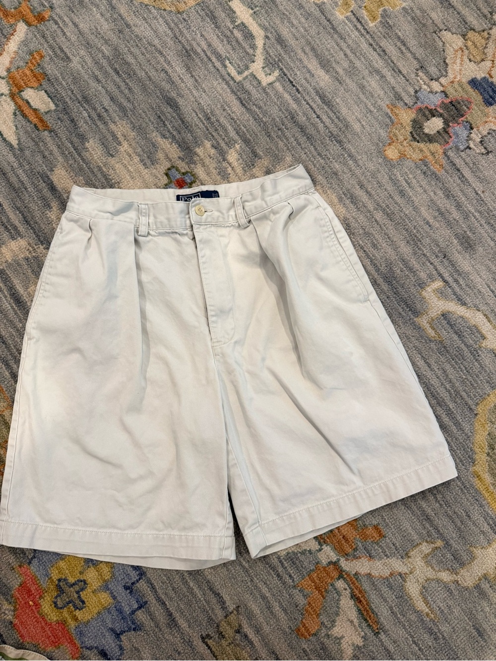 VINTAGE Polo Ralph Lauren Shorts Mens 31 beige Tyler Two Pleat Pleated Chino